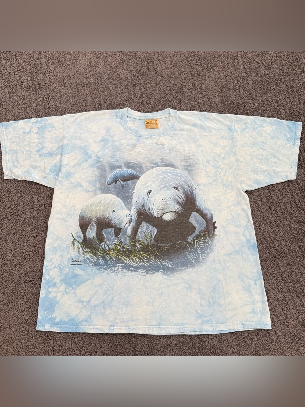 🔥 Y2K 2004 The Mountain Manatee Tie Dye Graphic Tee Mens XL